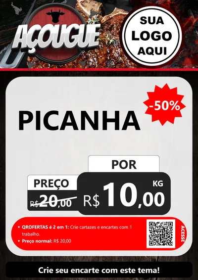 Modelo de Cartaz para Cartaz A4 Vertical com o tema Açougue para Açougue