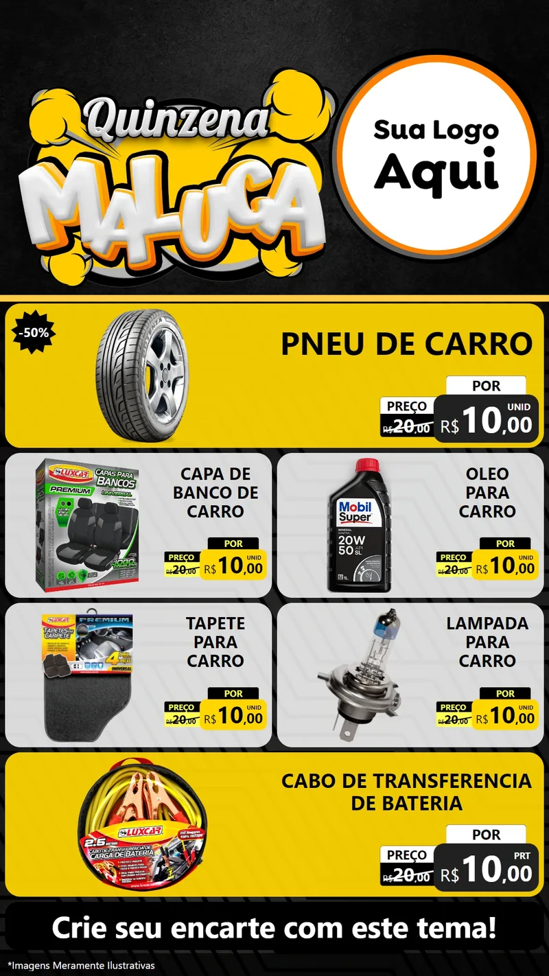 Modelo de TV para TV Vertical com o tema Quinzena Maluca para Auto peças