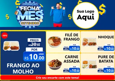 Modelo de Encarte para Encarte A4 Horizontal com o tema Operação Fecha Mês Setembro para Restaurante