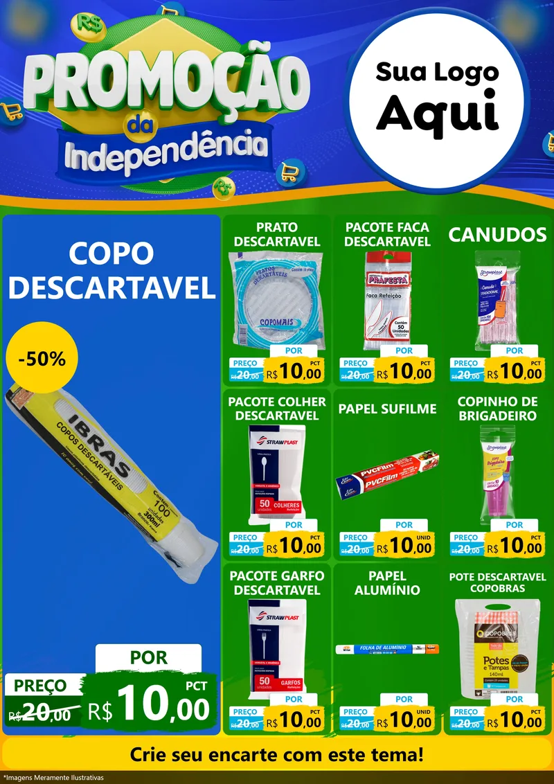 Modelo de Encarte para Encarte A4 Vertical com o tema Promoção da Independência para Embalagens