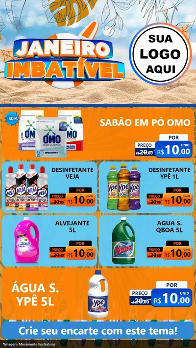 Modelo de TV para TV Vertical com o tema Janeiro Imbatível para Produtos de Limpeza