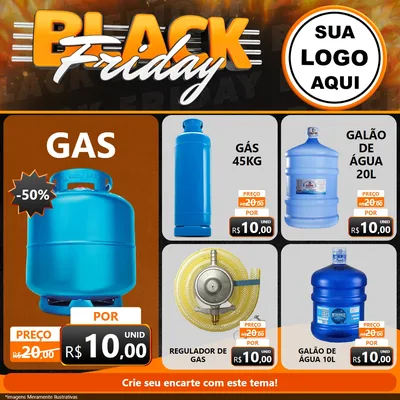 Modelo de Rede Social para Feed Facebook com o tema Black Friday para Água e gás