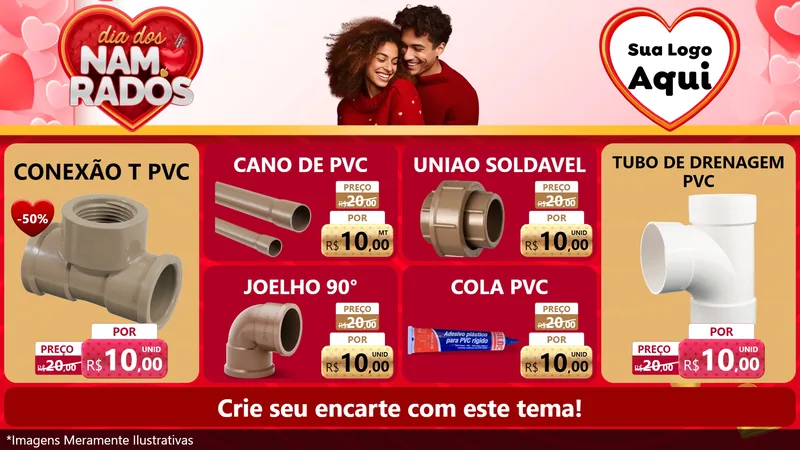 Modelo de TV para TV Horizontal com o tema Dia dos Namorados para Tubos e conexões