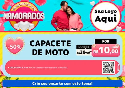Modelo de Cartaz para Cartaz A4 Horizontal com o tema Promoção Dia dos Namorados para Moto peças