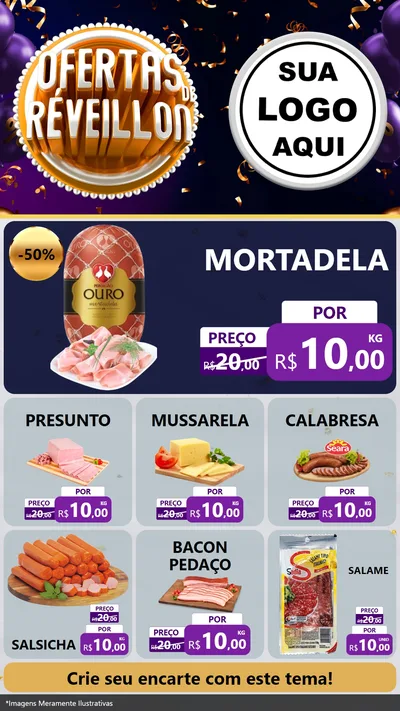Modelo de Rede Social para Stories com o tema Ofertas de Réveillon para Frios e Laticínios