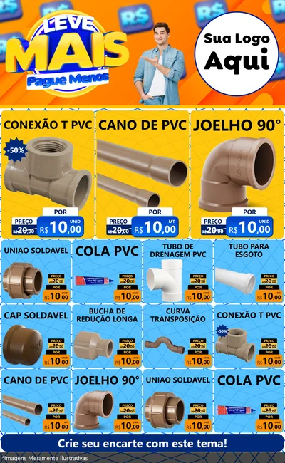 Modelo de Encarte para Encarte Grande com o tema Leve Mais, Pague Menos para Tubos e conexões