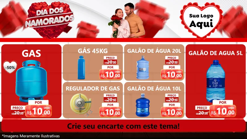Modelo de TV para TV Horizontal com o tema Dia dos Namorados para Água e gás