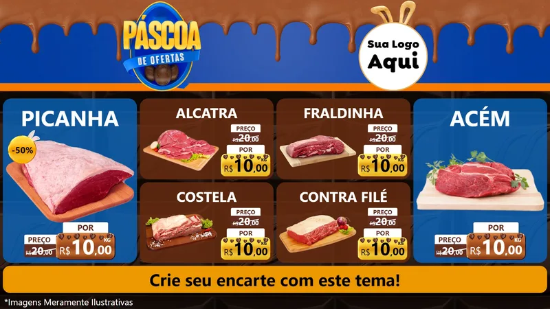 Modelo de TV para TV Horizontal com o tema Páscoa de Ofertas para Açougue