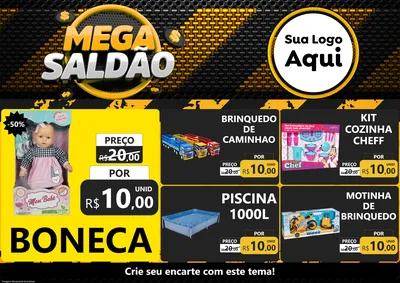 Modelo de Encarte para Encarte A4 Horizontal com o tema Mega Saldão para Brinquedos