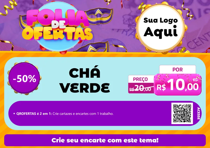 Modelo de Cartaz para Cartaz A4 Horizontal com o tema Folia de Ofertas para Produtos Naturais