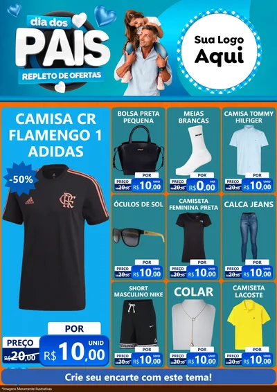 Modelo de Encarte para Encarte A4 Vertical com o tema Dia Dos Pais Repleto de Ofertas para Roupas e acessórios