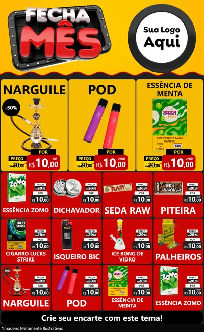 Modelo de Encarte para Encarte Grande com o tema Fecha Mês para Tabacaria