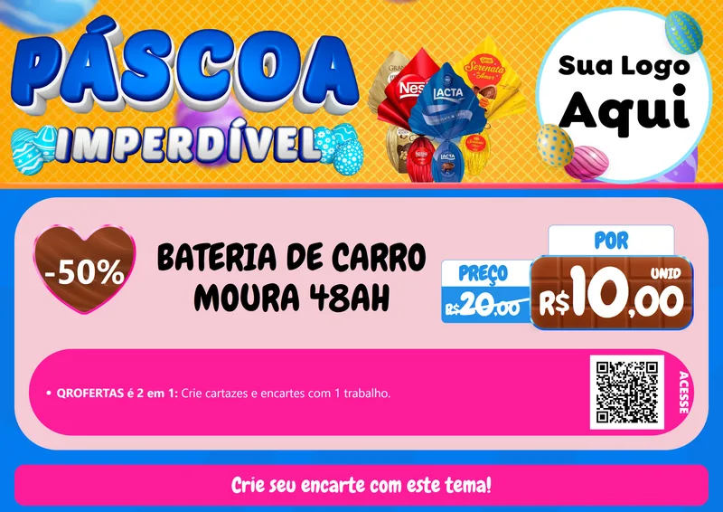 Modelo de Cartaz para Cartaz A4 Horizontal com o tema Páscoa Imperdível para Baterias Elétricas