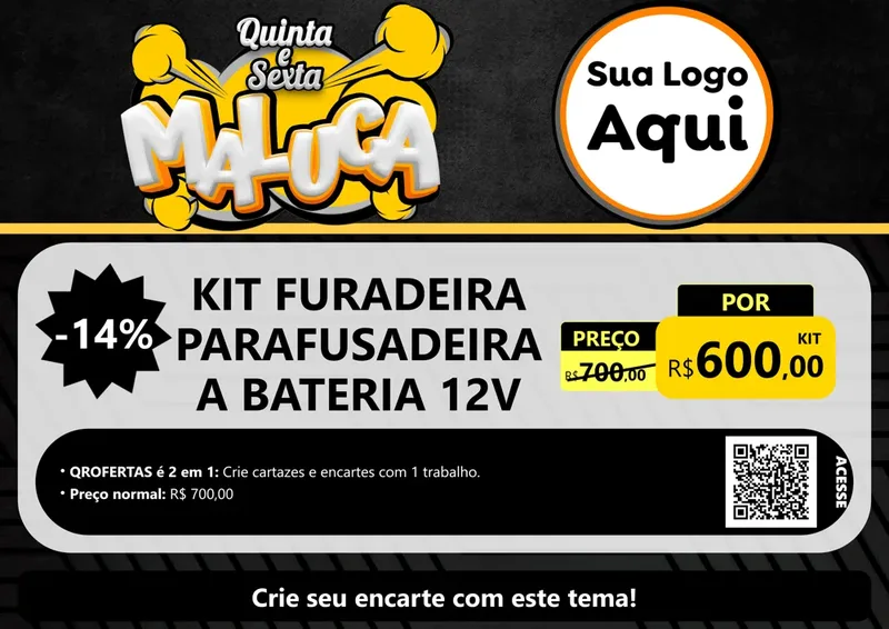 Modelo de Cartaz para Cartaz A4 Horizontal com o tema Quinta e Sexta Maluca para Maquinas e Ferramentas