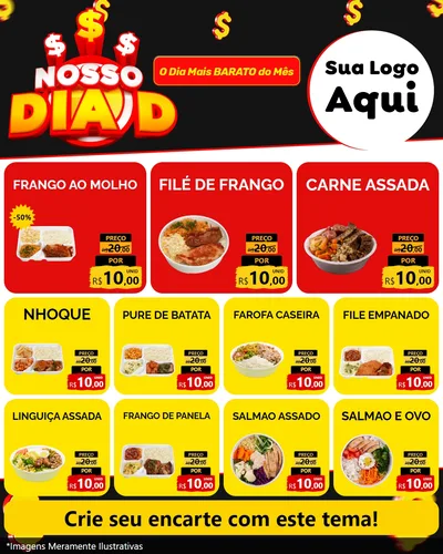 Modelo de Rede Social para Feed Instagram com o tema Nosso Dia D para Restaurante
