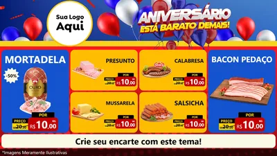 Modelo de TV para TV Horizontal com o tema Aniversário para Frios e Laticínios