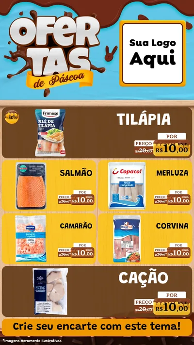 Modelo de TV para TV Vertical com o tema Ofertas de Páscoa para Peixaria