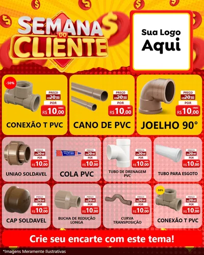 Modelo de Rede Social para Feed Instagram com o tema Semana do Cliente para Tubos e conexões