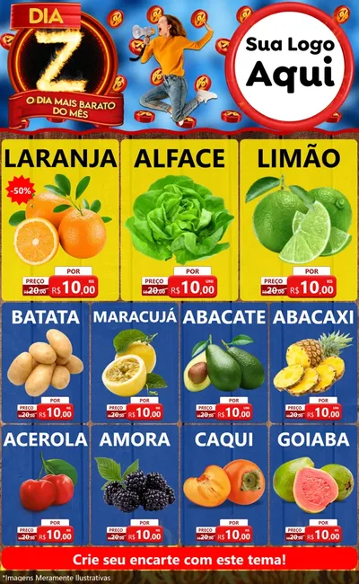 Modelo de Encarte para Encarte Grande com o tema Dia Z - O Dia Mais Barato Do Mês para Hortifrúti