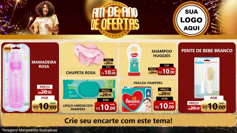 Modelo de TV para TV Horizontal com o tema Fim de Ano de Ofertas para Bebês