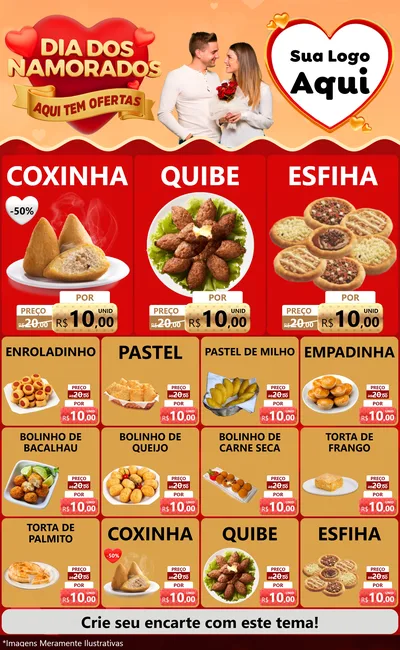 Modelo de Encarte para Encarte Grande com o tema Dia dos Namorados - Aqui Tem Ofertas para Salgadaria