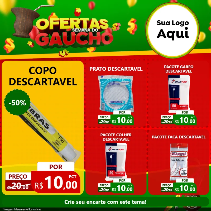 Modelo de Rede Social para Feed Facebook com o tema Ofertas Semana Do Gaúcho para Embalagens