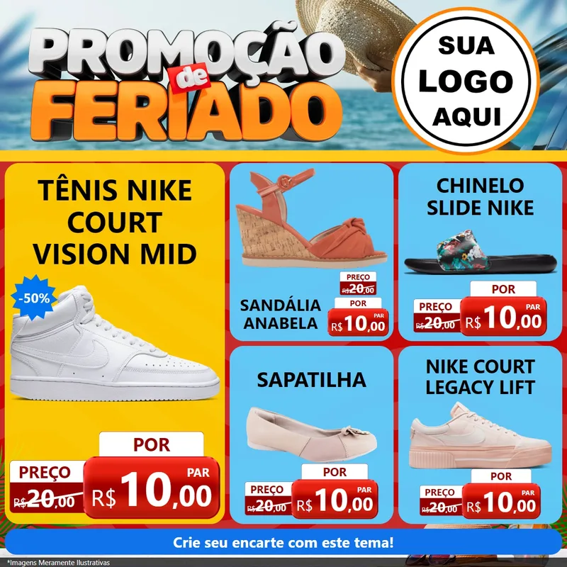 Modelo de Rede Social para Feed Facebook com o tema Promoção de Feriado para Calçados