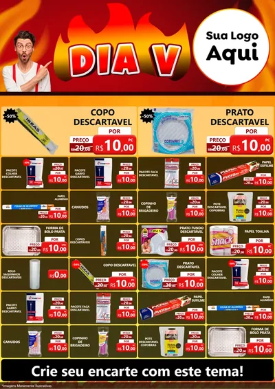 Modelo de Encarte para Encarte A4 Vertical com o tema Dia V para Embalagens