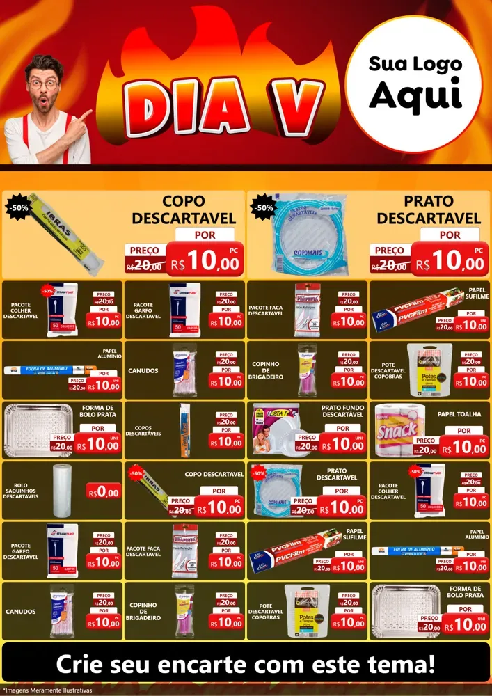 Modelo de Encarte para Encarte A4 Vertical com o tema Dia V para Embalagens