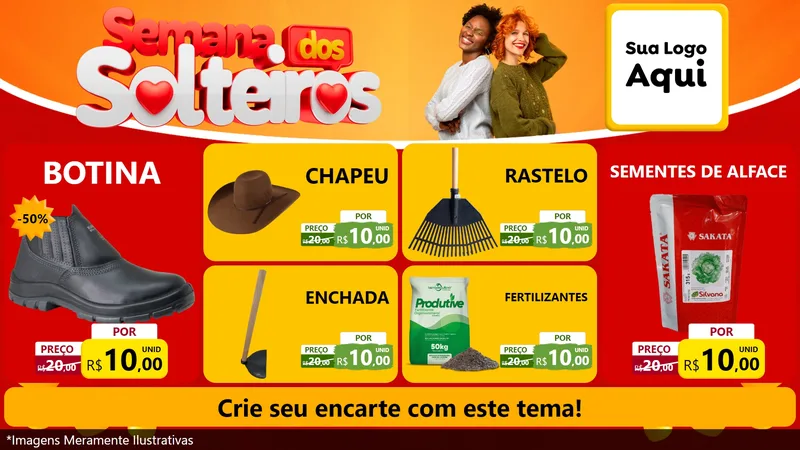 Modelo de TV para TV Horizontal com o tema Semana dos Solteiros para Agropecuária