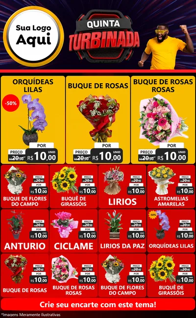 Modelo de Encarte para Encarte Grande com o tema Quinta Turbinada para Floricultura e jardim