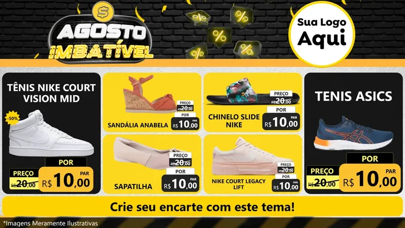 Modelo de TV para TV Horizontal com o tema Agosto Imbatível para Calçados