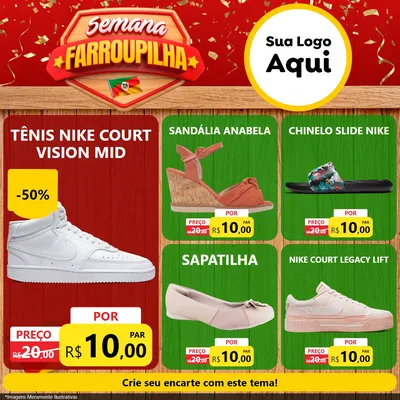 Modelo de Rede Social para Feed Facebook com o tema Semana Farroupilha para Calçados