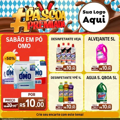Modelo de Rede Social para Feed Facebook com o tema Páscoa Premiada para Produtos de Limpeza