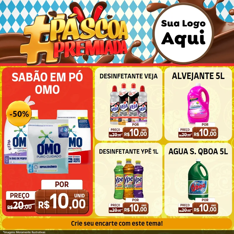 Modelo de Rede Social para Feed Facebook com o tema Páscoa Premiada para Produtos de Limpeza