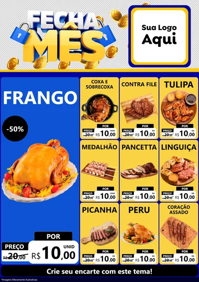 Modelo de Encarte para Encarte A4 Vertical com o tema Fecha Mês para Assados