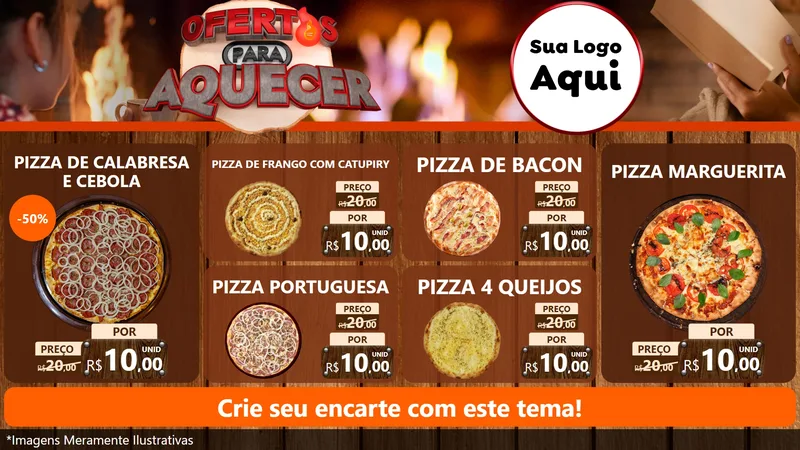 Modelo de TV para TV Horizontal com o tema Ofertas Para Aquecer para Pizzaria
