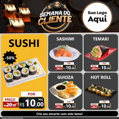 Modelo de Rede Social para Feed Facebook com o tema Semana do Cliente para Comida japonesa