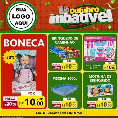 Modelo de Rede Social para Feed Facebook com o tema Outubro Imbatível para Brinquedos