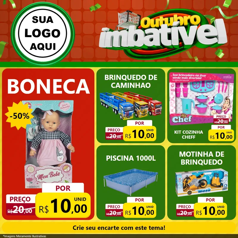 Modelo de Rede Social para Feed Facebook com o tema Outubro Imbatível para Brinquedos