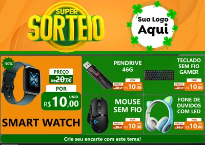 Modelo de Encarte para Encarte A4 Horizontal com o tema Super Sorteio para Informática