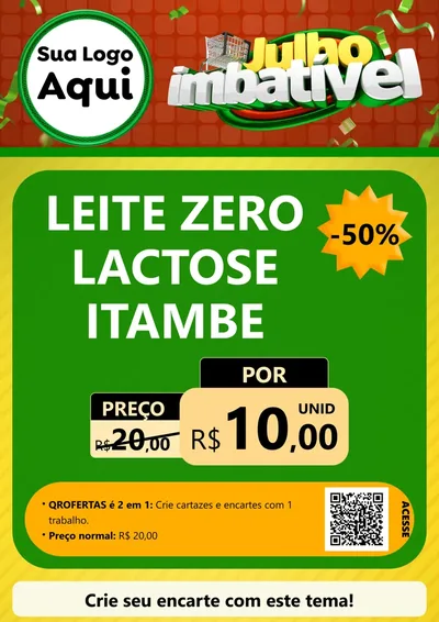 Modelo de Cartaz para Cartaz A4 Vertical com o tema Julho Imbatível para Frios e Laticínios