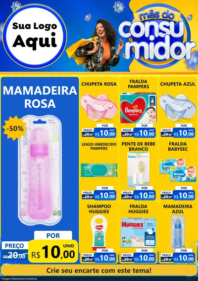 Modelo de Encarte para Encarte A4 Vertical com o tema Mês do Consumidor para Bebês