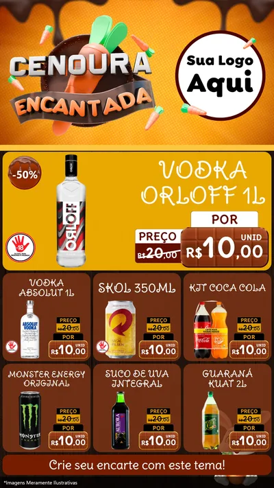 Modelo de Rede Social para Stories com o tema Cenoura Encantada - Páscoa para Distribuidora de bebidas