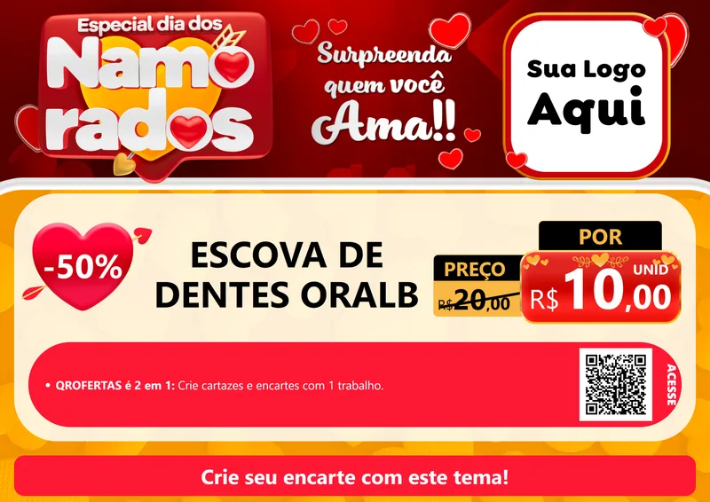 Modelo de Cartaz para Cartaz A4 Horizontal com o tema Especial Dia dos Namorados para Higiene Pessoal