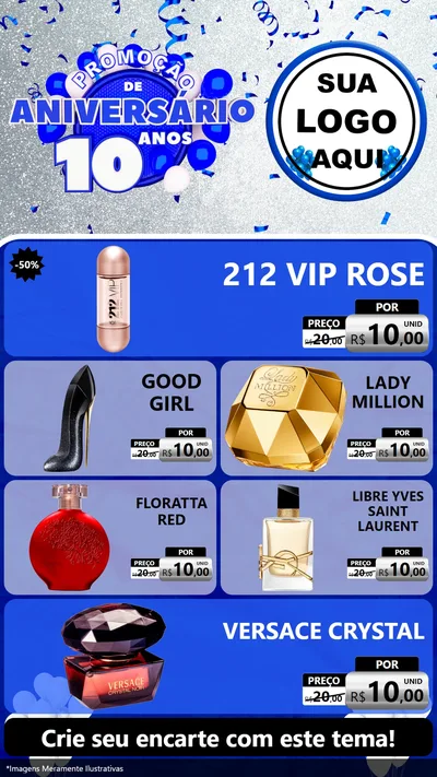 Modelo de TV para TV Vertical com o tema Promoção de Aniversário - 10 Anos para Perfumes
