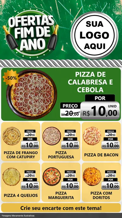 Modelo de Rede Social para Stories com o tema Ofertas Fim de Ano para Pizzaria