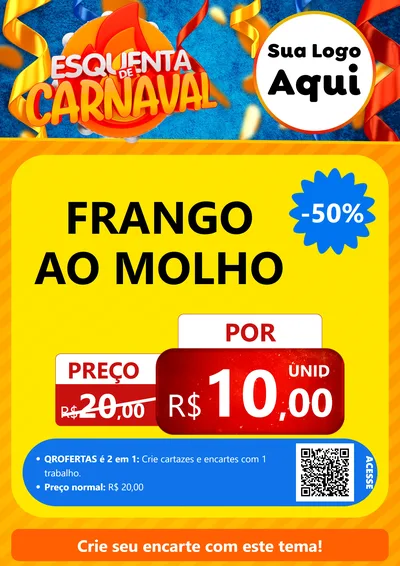 Modelo de Cartaz para Cartaz A4 Vertical com o tema Esquenta de Carnaval para Restaurante