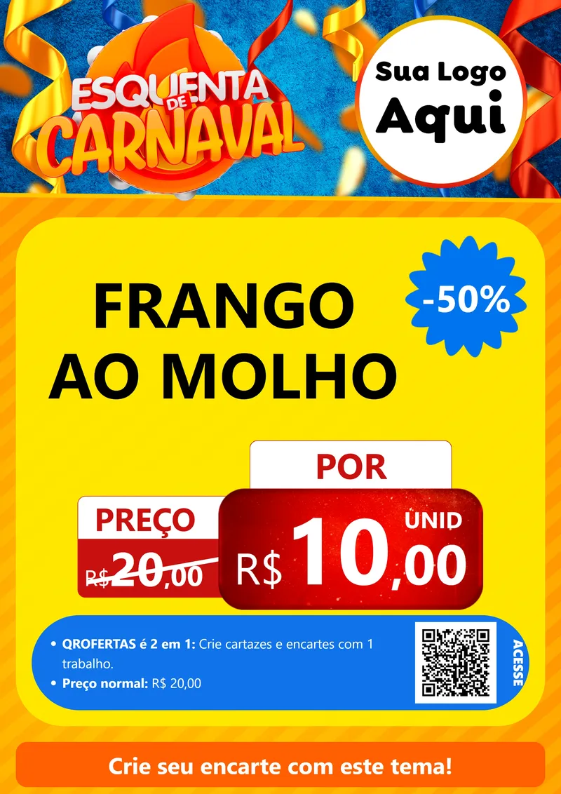 Modelo de Cartaz para Cartaz A4 Vertical com o tema Esquenta de Carnaval para Restaurante