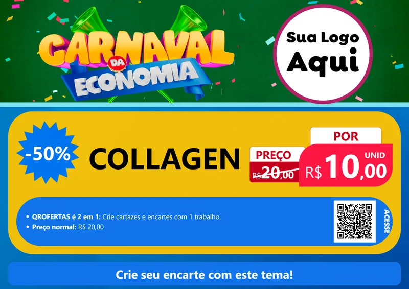 Modelo de Cartaz para Cartaz A4 Horizontal com o tema Carnaval da Economia para Suplementos alimentares